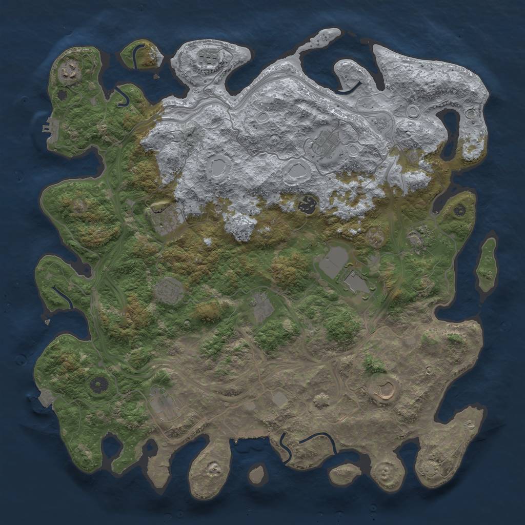 Rust Map: Procedural Map, Size: 4500, Seed: 854687354, 19 Monuments