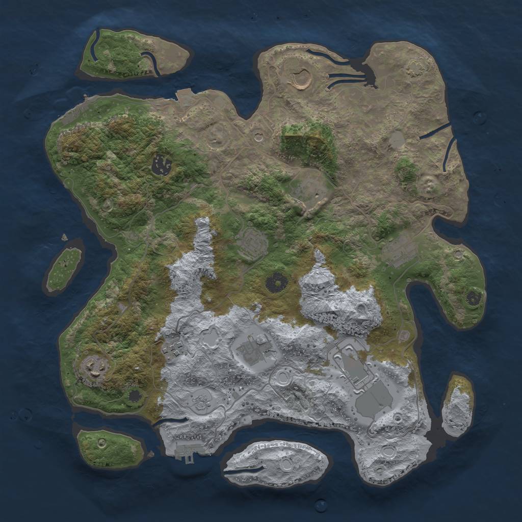 Rust Map: Procedural Map, Size: 3750, Seed: 31996338, 17 Monuments