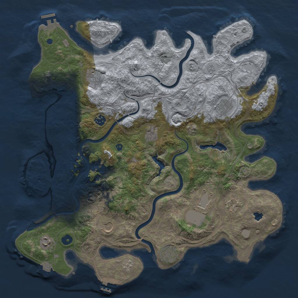 Rust Map: Procedural Map, Size: 4250, Seed: 90375112, 16 Monuments