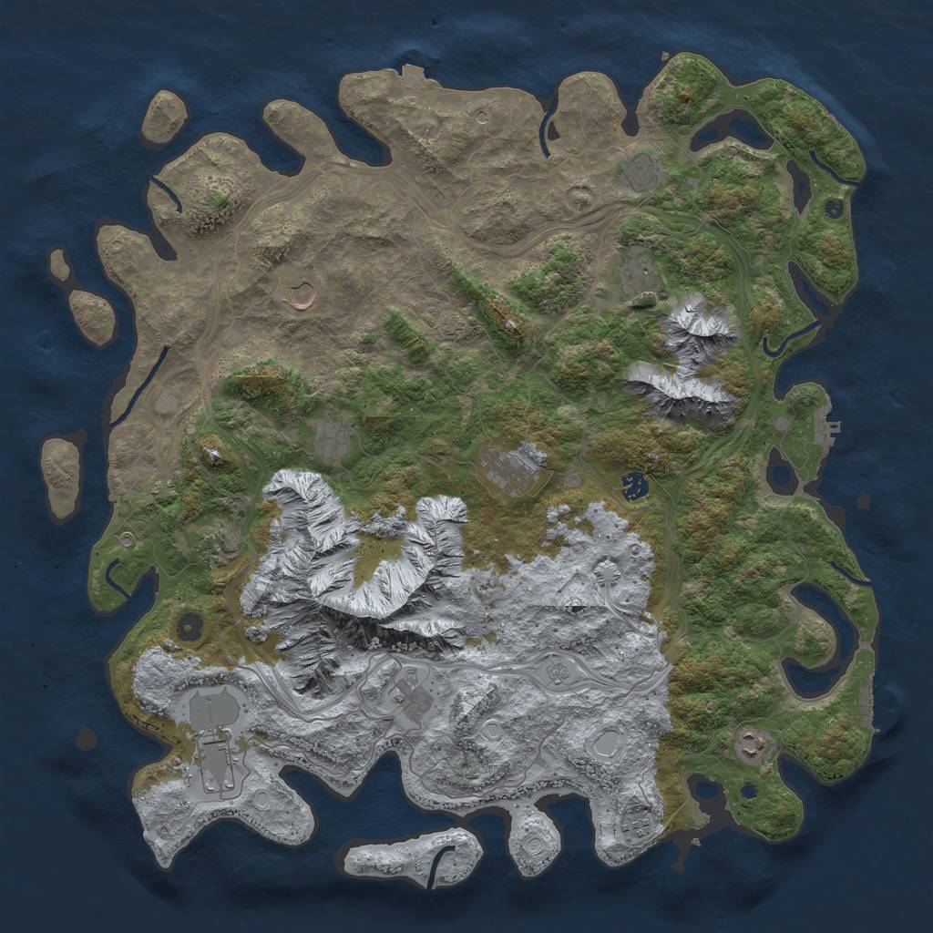 Rust Map: Procedural Map, Size: 5000, Seed: 791034461, 19 Monuments