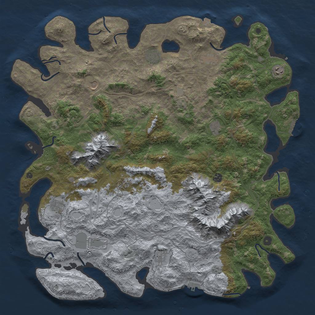 Rust Map: Procedural Map, Size: 5250, Seed: 4321, 19 Monuments