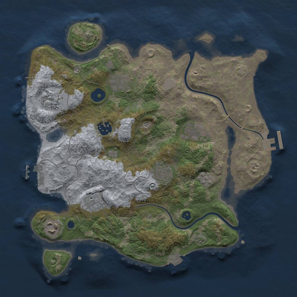 Rust Map: Procedural Map, Size: 3250, Seed: 442556053, 14 Monuments