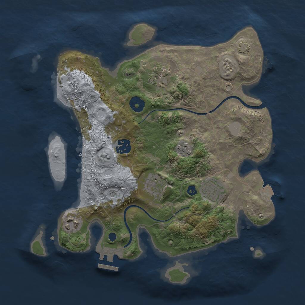 Rust Map: Procedural Map, Size: 3000, Seed: 2837, 10 Monuments