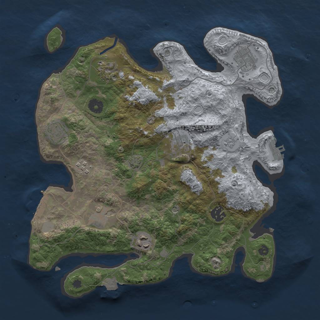 Rust Map: Procedural Map, Size: 3250, Seed: 385288971, 16 Monuments