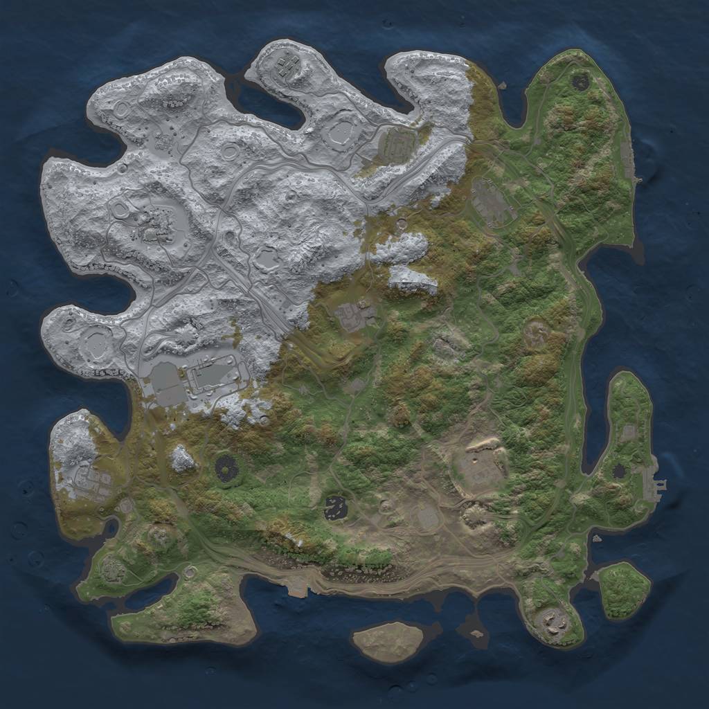 Rust Map: Procedural Map, Size: 4250, Seed: 716482053, 18 Monuments