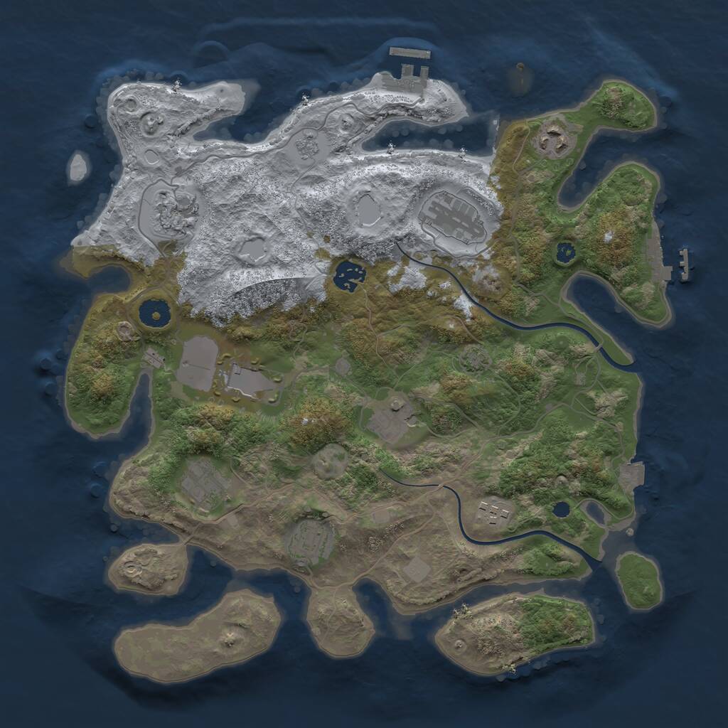 Rust Map: Procedural Map, Size: 3600, Seed: 147851286, 14 Monuments