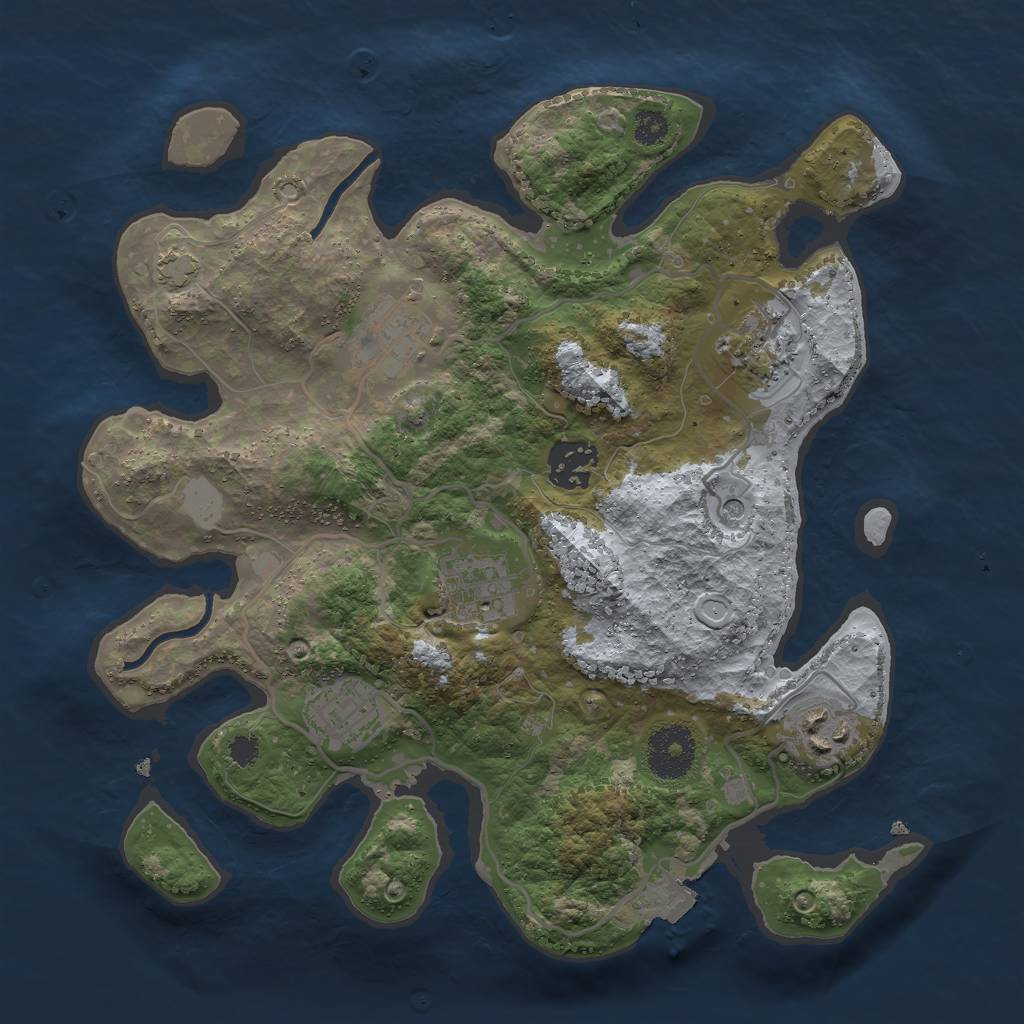 Rust Map: Procedural Map, Size: 3000, Seed: 1563098, 11 Monuments