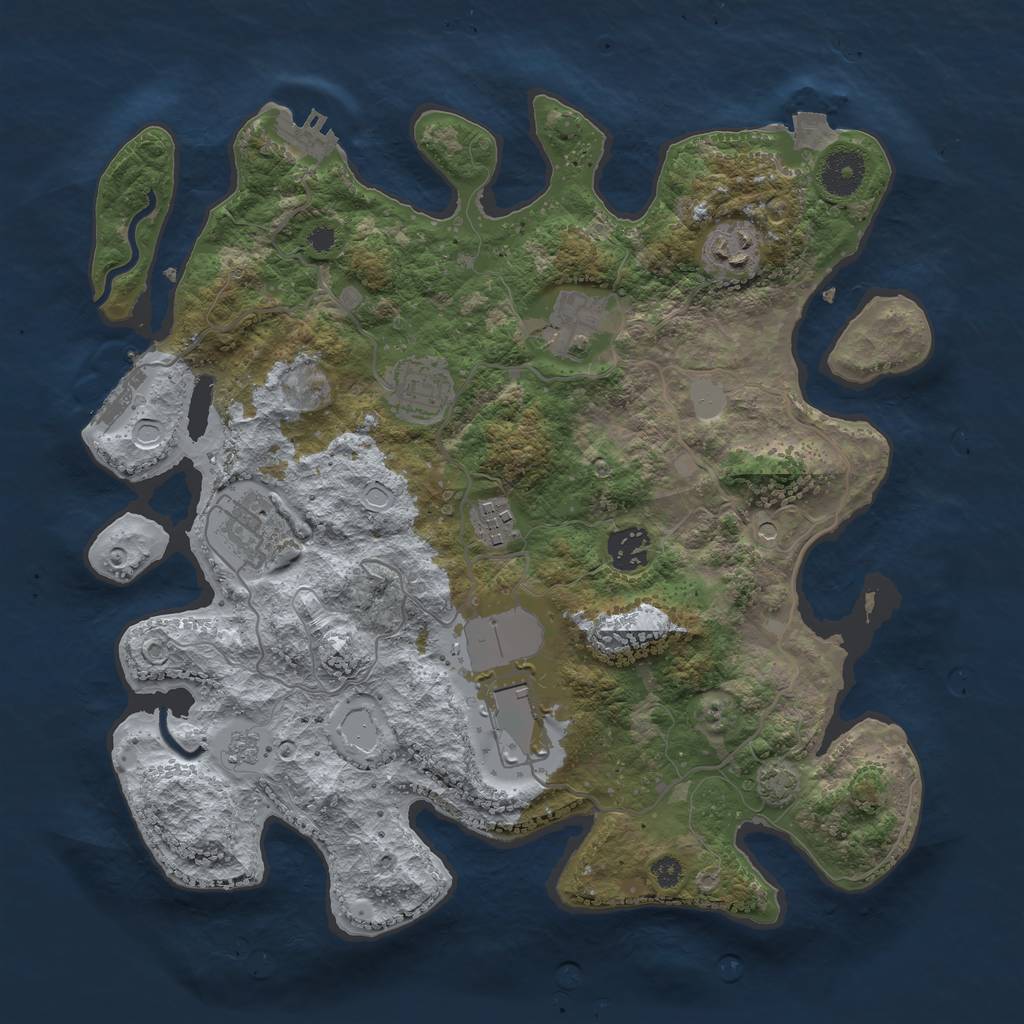 Rust Map: Procedural Map, Size: 3500, Seed: 792607791, 15 Monuments