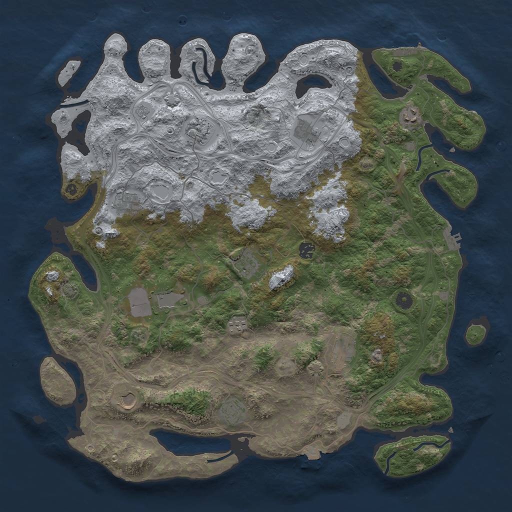 Rust Map: Procedural Map, Size: 4600, Seed: 1402962363, 19 Monuments