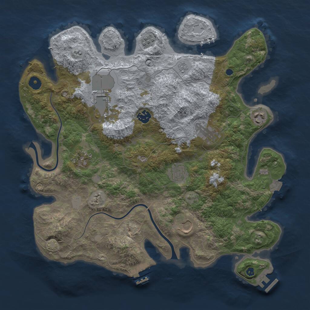 Rust Map: Procedural Map, Size: 3700, Seed: 2085895531, 14 Monuments