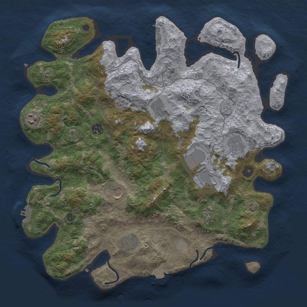 Rust Map: Procedural Map, Size: 4000, Seed: 464095425, 17 Monuments