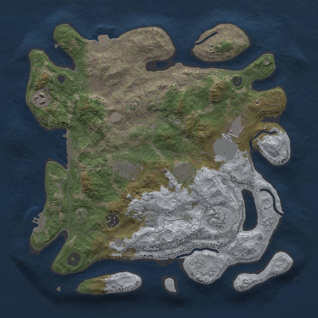 Rust Map: Procedural Map, Size: 3500, Seed: 235468, 15 Monuments