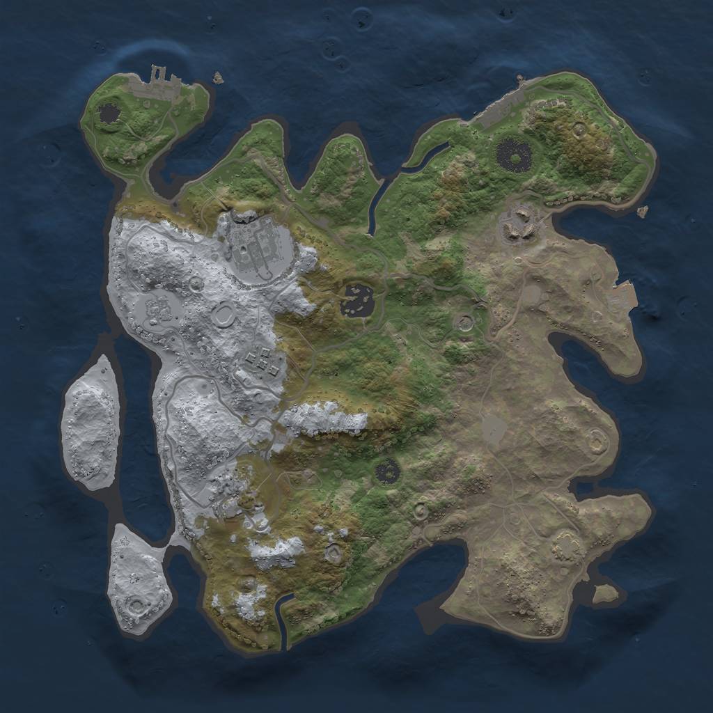 Rust Map: Procedural Map, Size: 3000, Seed: 1918262258, 13 Monuments