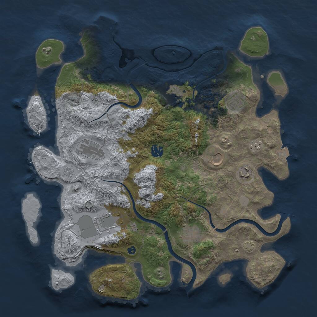 Rust Map: Procedural Map, Size: 3750, Seed: 44776030, 14 Monuments