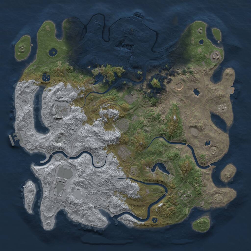 Rust Map: Procedural Map, Size: 4500, Seed: 119731606, 16 Monuments