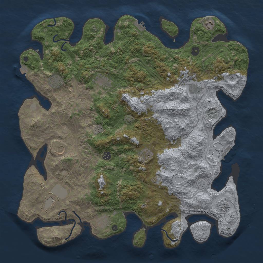 Rust Map: Procedural Map, Size: 4500, Seed: 114632511, 19 Monuments
