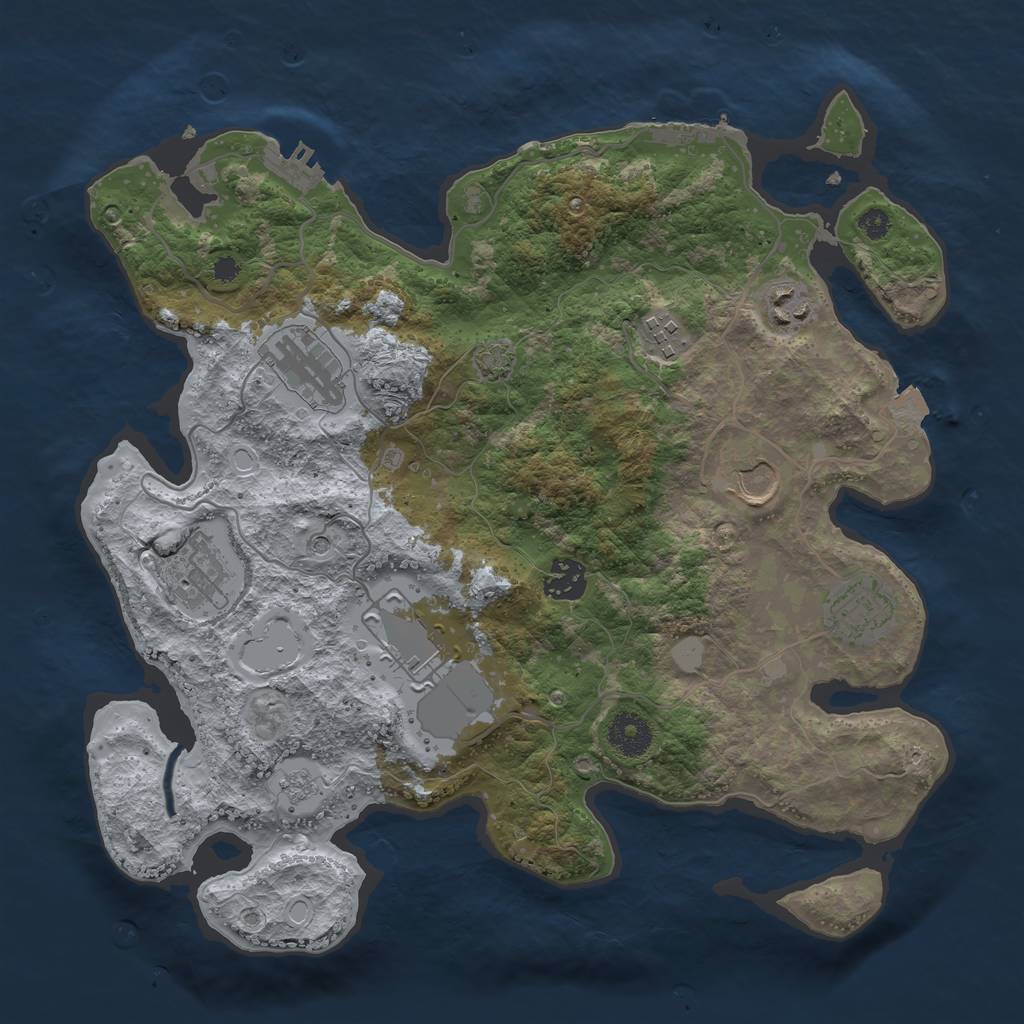 Rust Map: Procedural Map, Size: 3500, Seed: 106486303, 16 Monuments