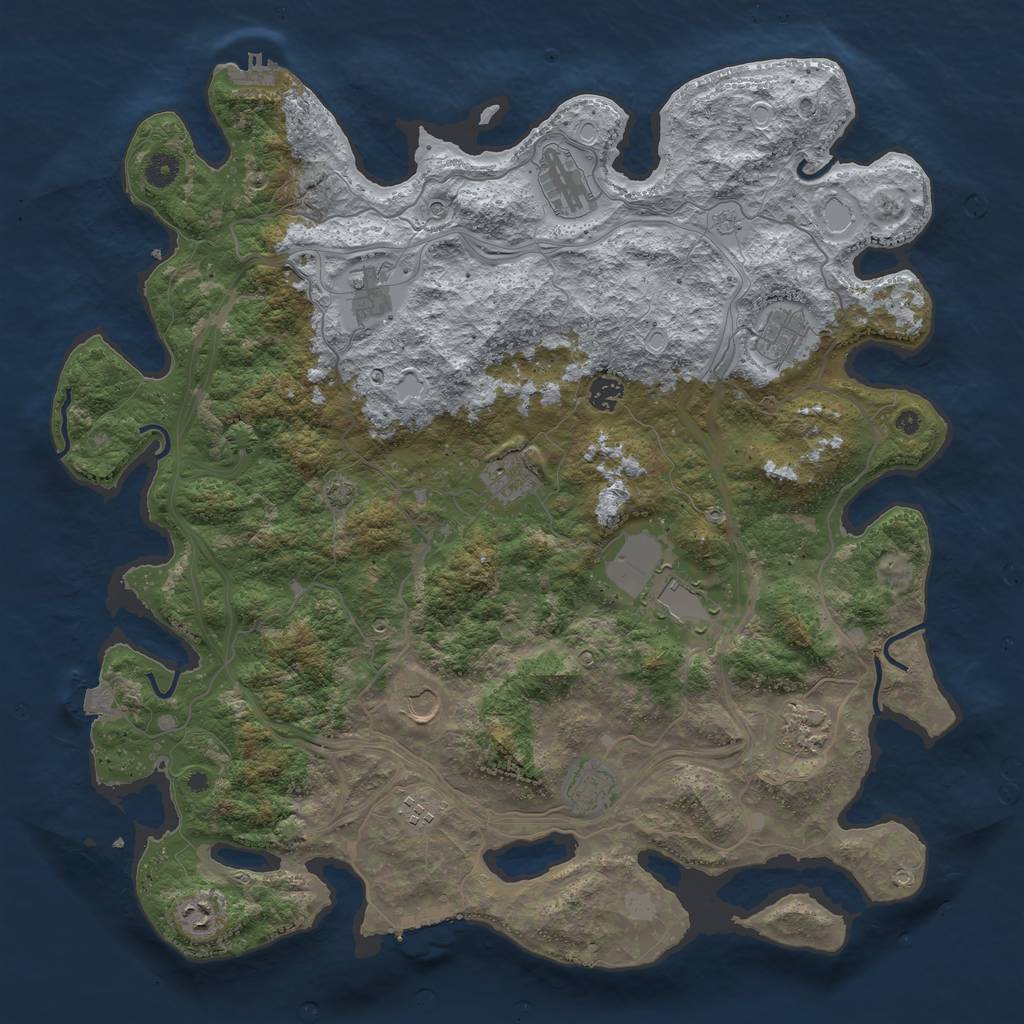 Rust Map: Procedural Map, Size: 4500, Seed: 853845345, 19 Monuments