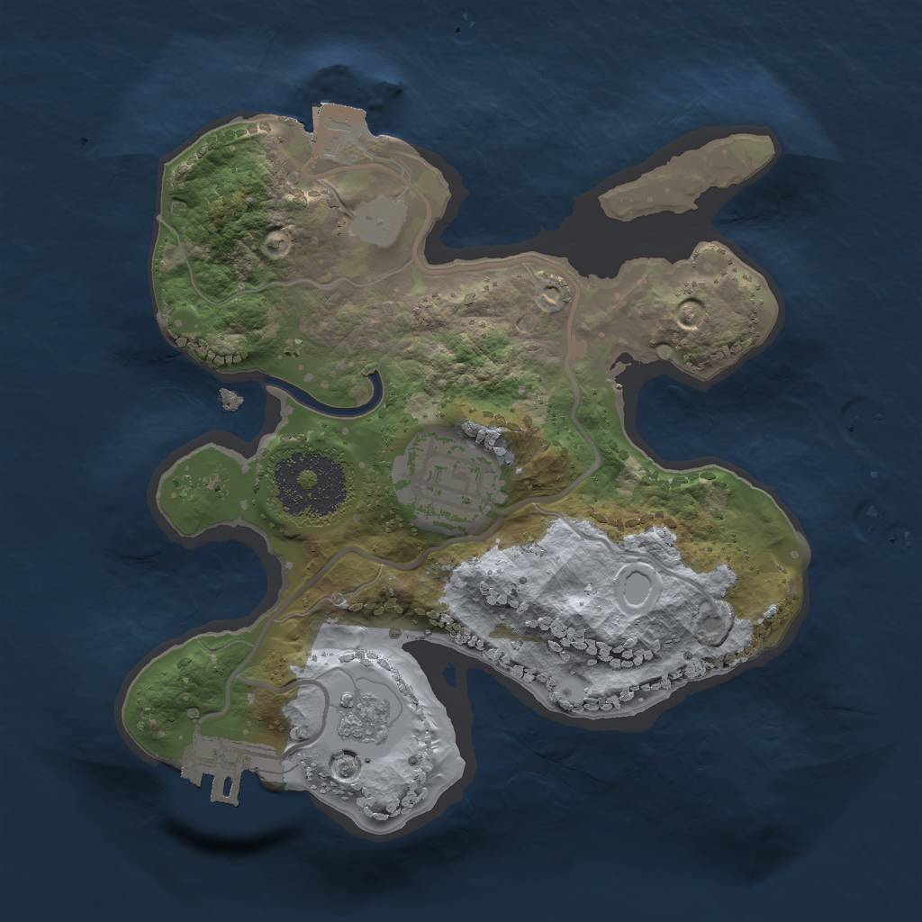 Rust Map: Procedural Map, Size: 2000, Seed: 2027554816, 6 Monuments