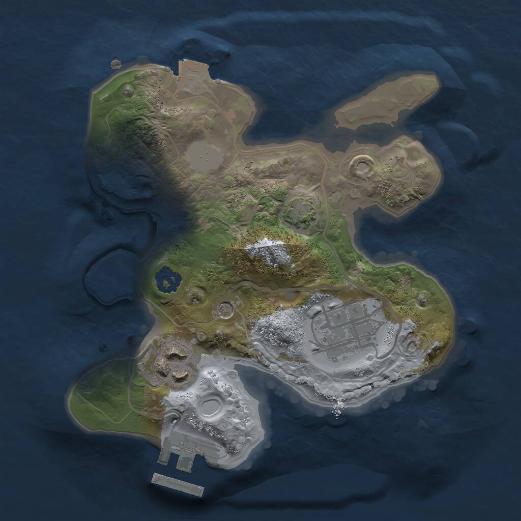 Rust Map: Procedural Map, Size: 2000, Seed: 2027554816, 6 Monuments