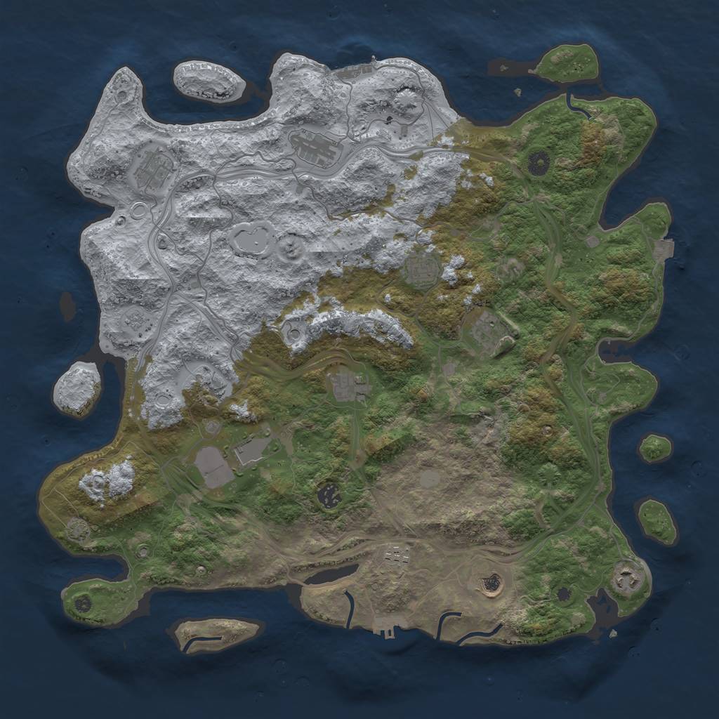 Rust Map: Procedural Map, Size: 4500, Seed: 707736187, 19 Monuments