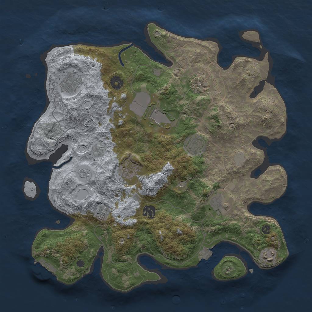 Rust Map: Procedural Map, Size: 3500, Seed: 1684482213, 16 Monuments