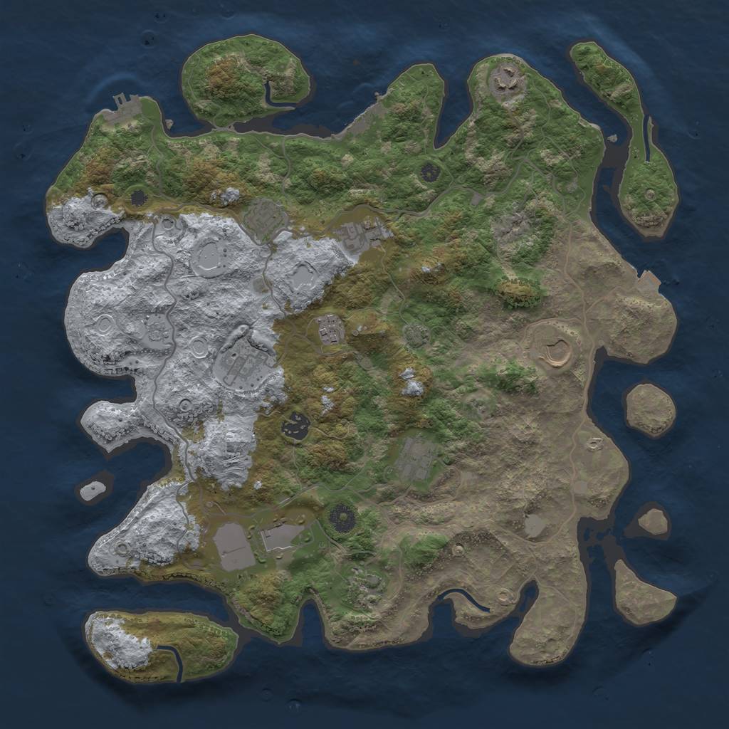 Rust Map: Procedural Map, Size: 4000, Seed: 15090000, 18 Monuments