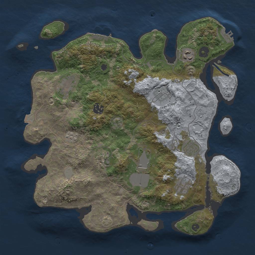 Rust Map: Procedural Map, Size: 3500, Seed: 910038477, 17 Monuments