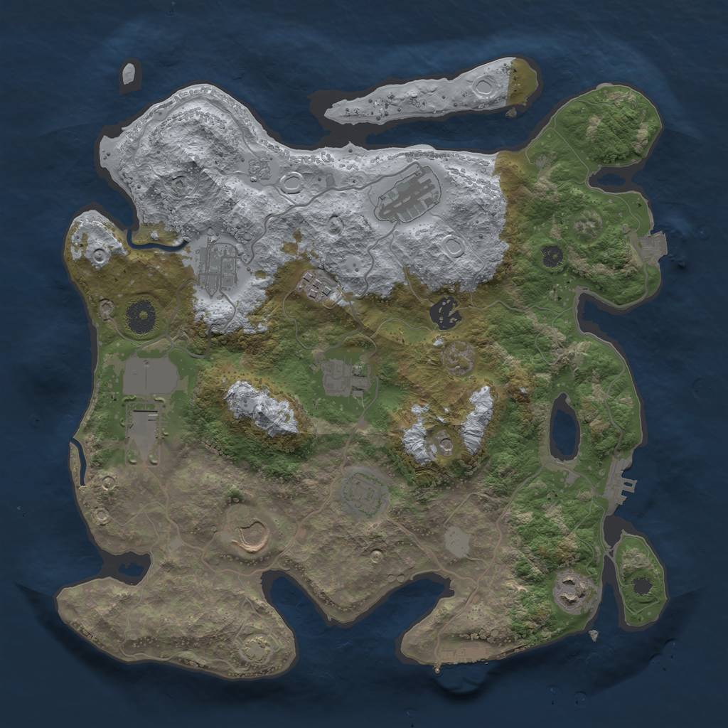 Rust Map: Procedural Map, Size: 3500, Seed: 688654273, 17 Monuments
