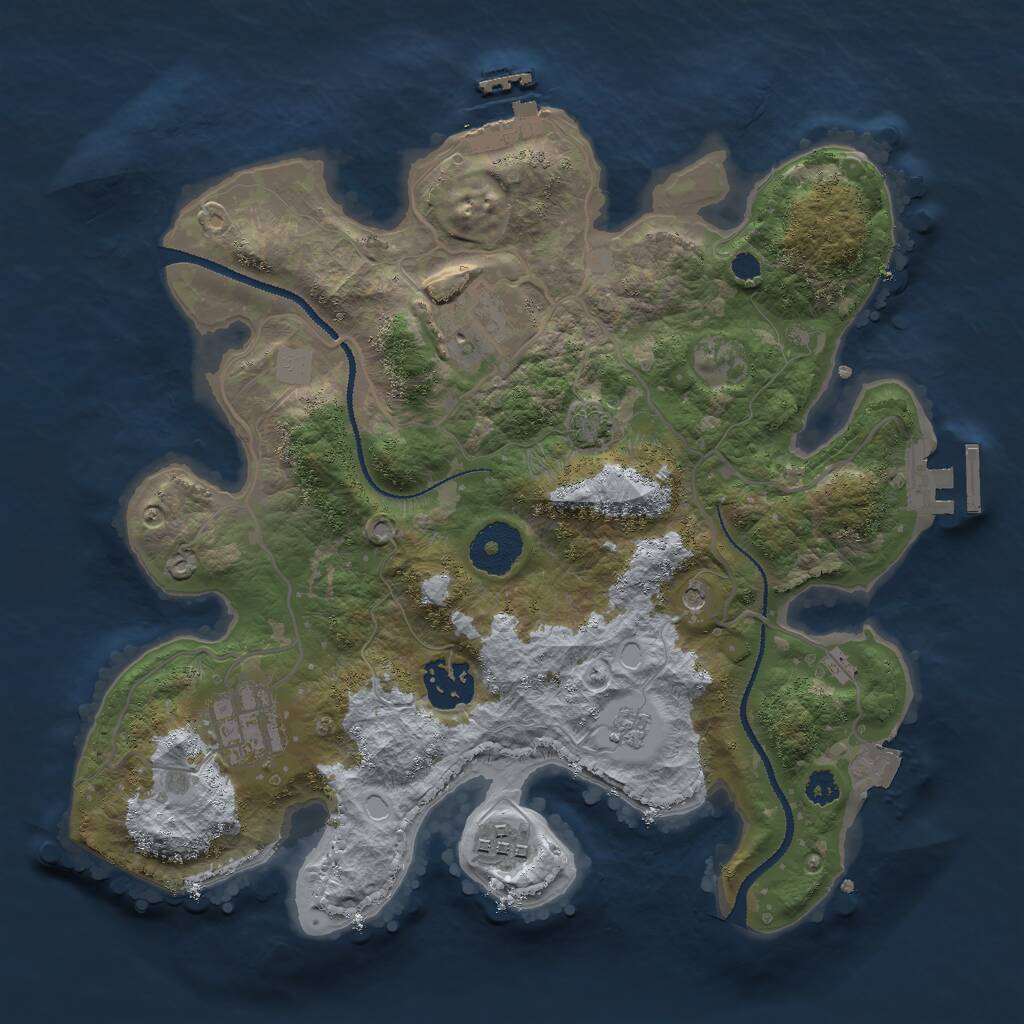 Rust Map: Procedural Map, Size: 3000, Seed: 13496, 10 Monuments