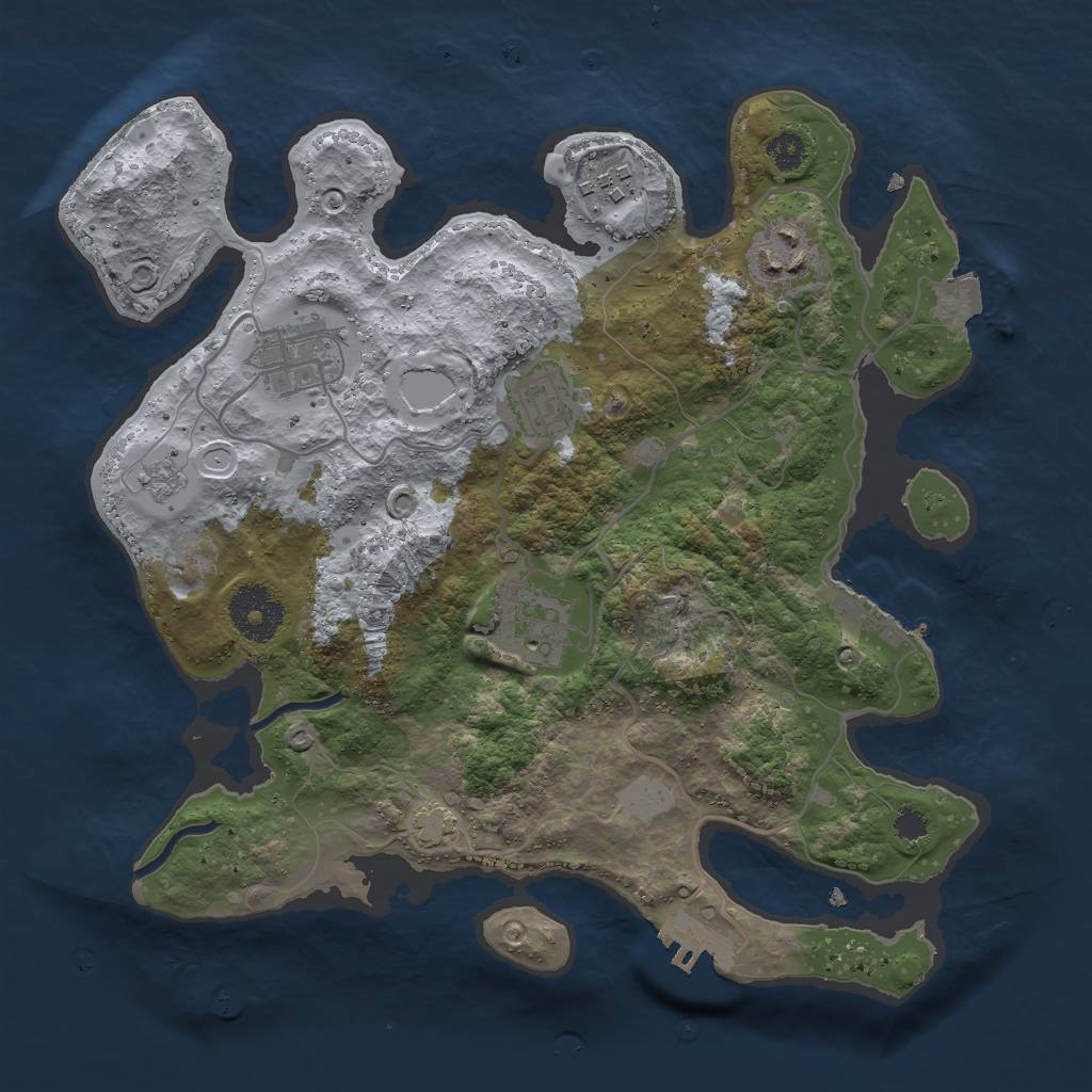 Rust Map: Procedural Map, Size: 3000, Seed: 4788, 12 Monuments