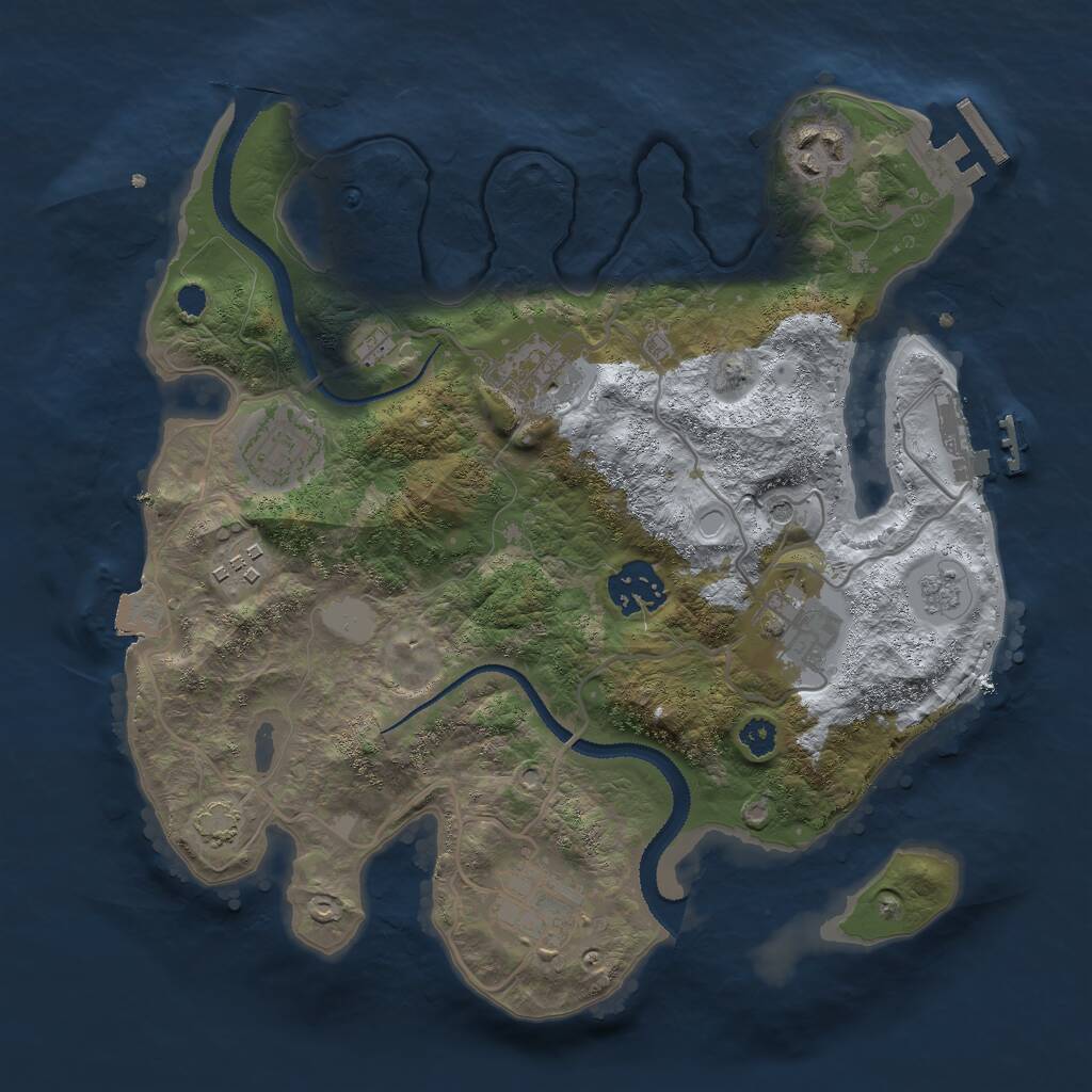 Rust Map: Procedural Map, Size: 3000, Seed: 614561431, 13 Monuments