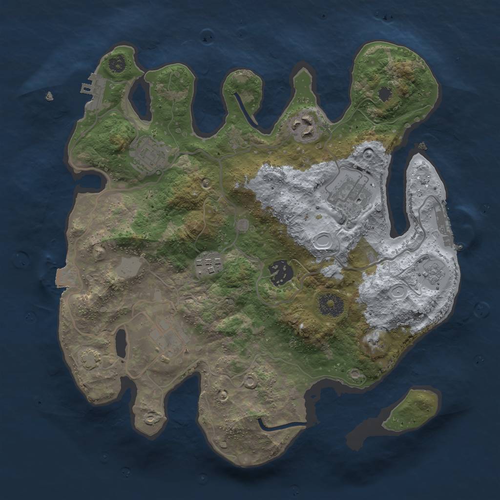 Rust Map: Procedural Map, Size: 3000, Seed: 614561431, 13 Monuments