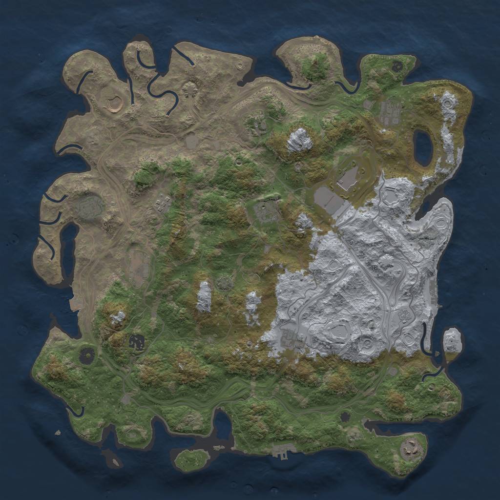Rust Map: Procedural Map, Size: 4500, Seed: 1232227, 19 Monuments