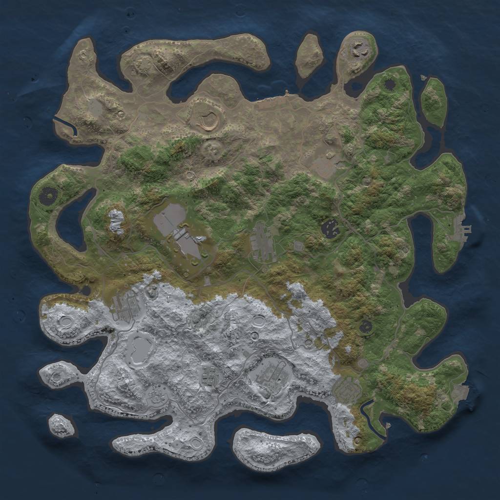 Rust Map: Procedural Map, Size: 4000, Seed: 963784, 18 Monuments