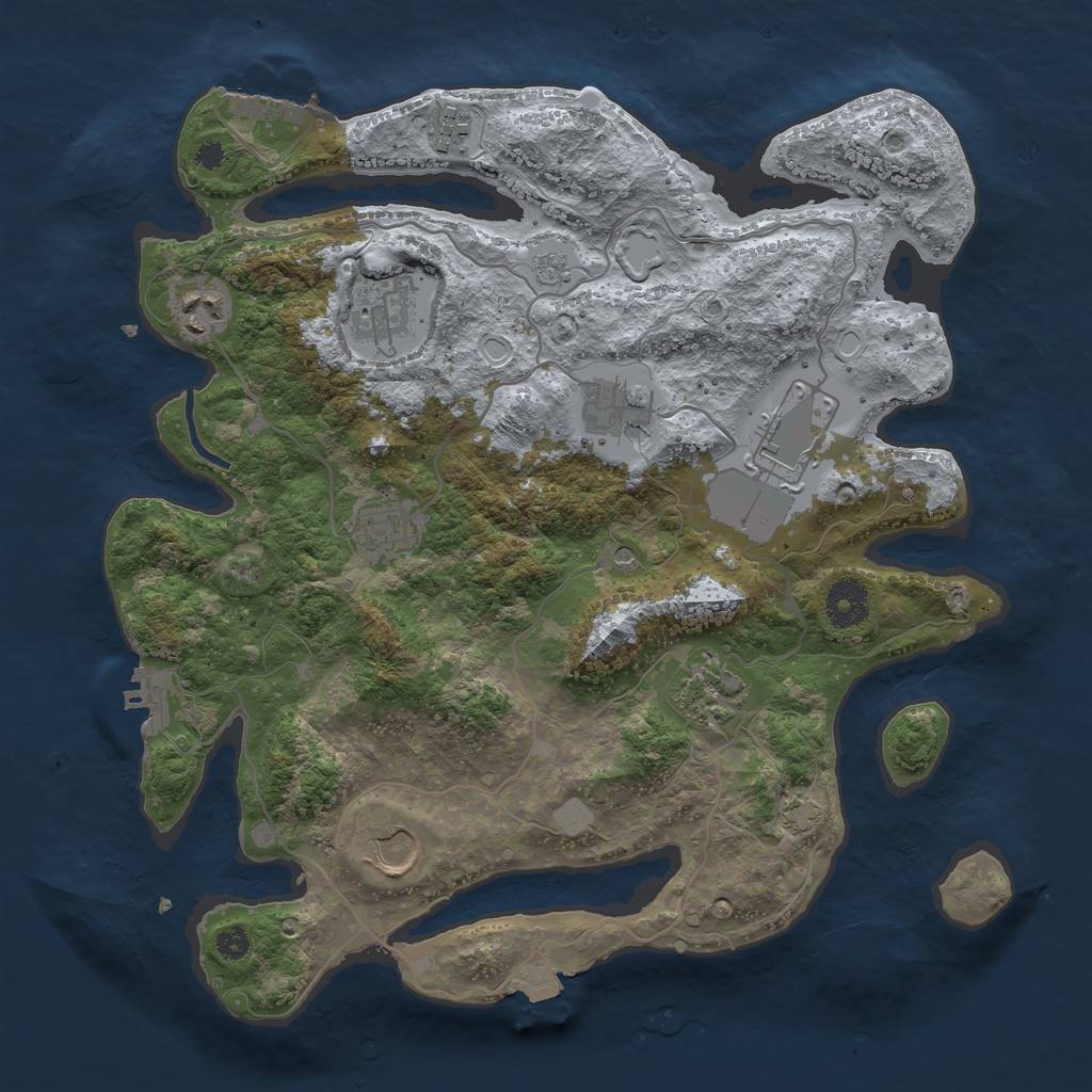 Rust Map: Procedural Map, Size: 3500, Seed: 1018331481, 16 Monuments