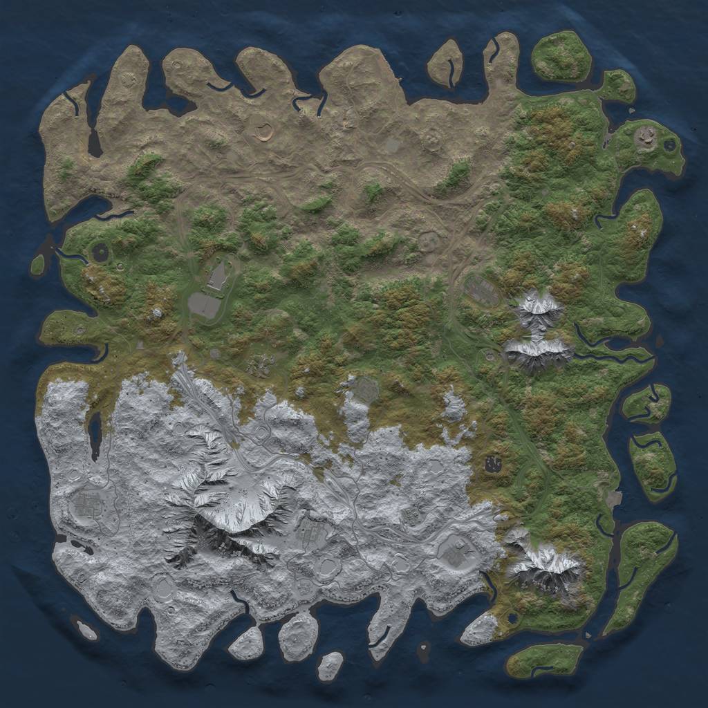 Rust Map: Procedural Map, Size: 6000, Seed: 13827, 18 Monuments