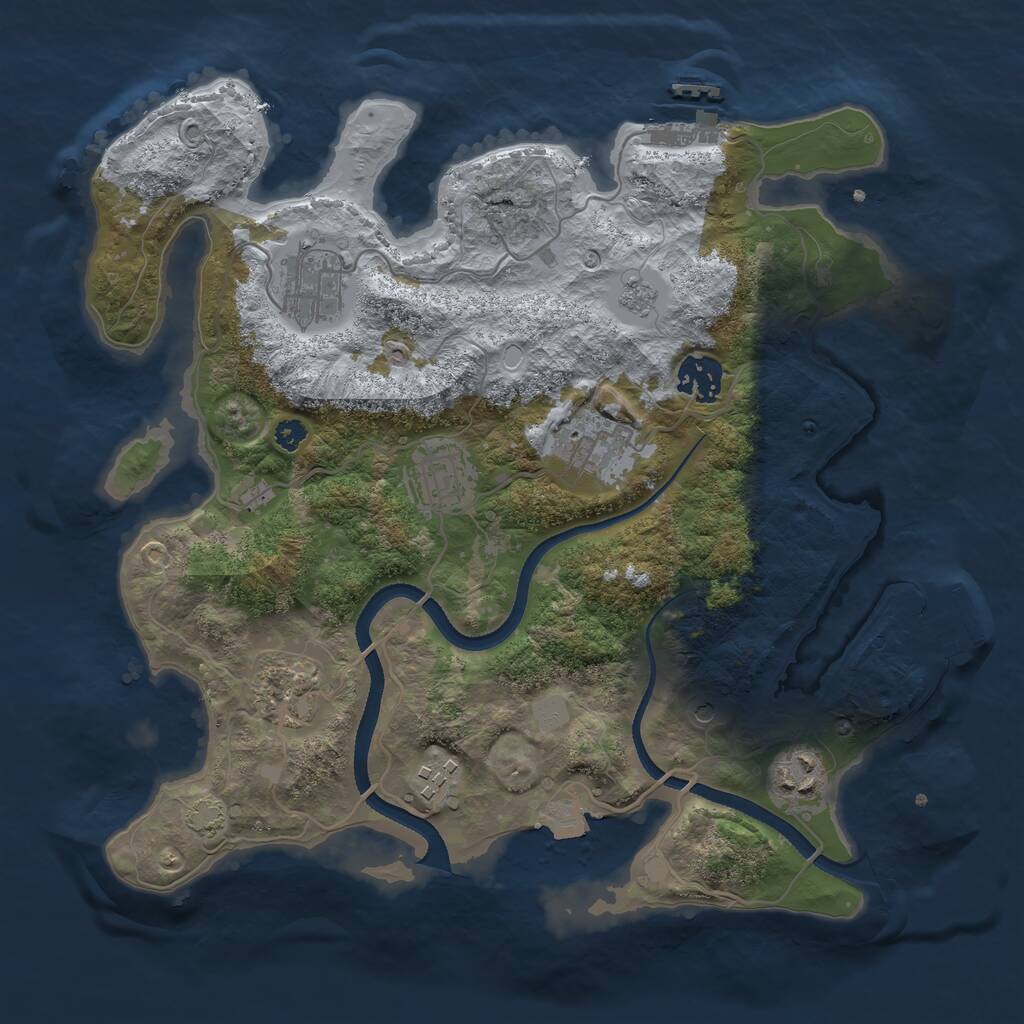 Rust Map: Procedural Map, Size: 3300, Seed: 711927628, 13 Monuments