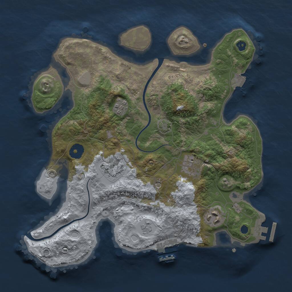 Rust Map: Procedural Map, Size: 3000, Seed: 1820670782, 10 Monuments