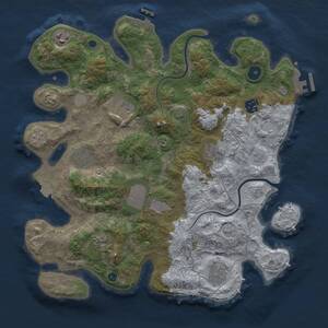 Thumbnail Rust Map: Procedural Map, Size: 3600, Seed: 138, 15 Monuments