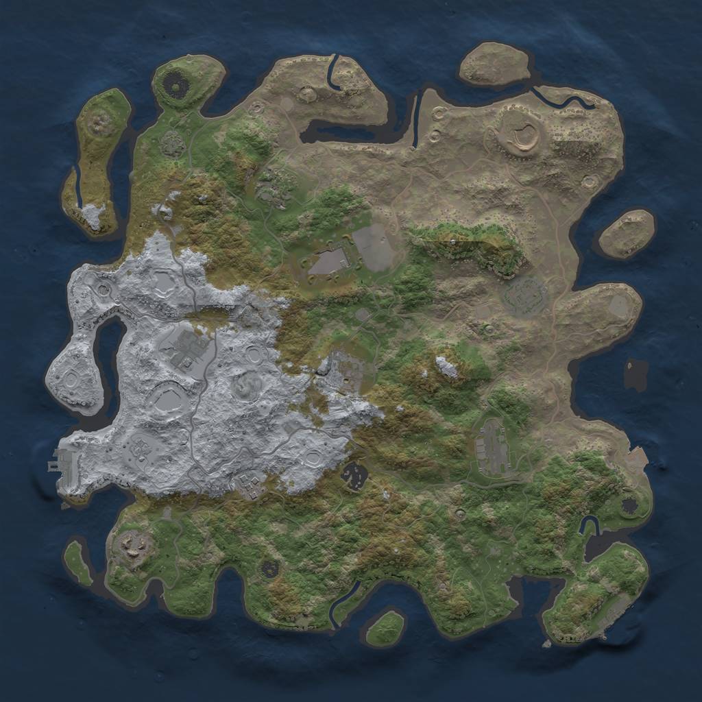 Rust Map: Procedural Map, Size: 4000, Seed: 213095267, 18 Monuments