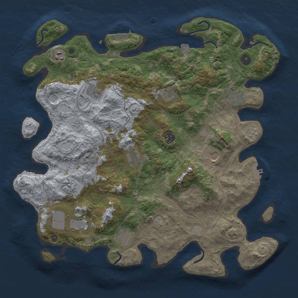 Rust Map: Procedural Map, Size: 4250, Seed: 703369416, 19 Monuments