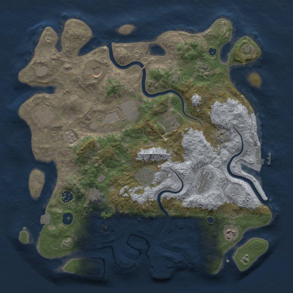Rust Map: Procedural Map, Size: 3850, Seed: 30467473, 17 Monuments