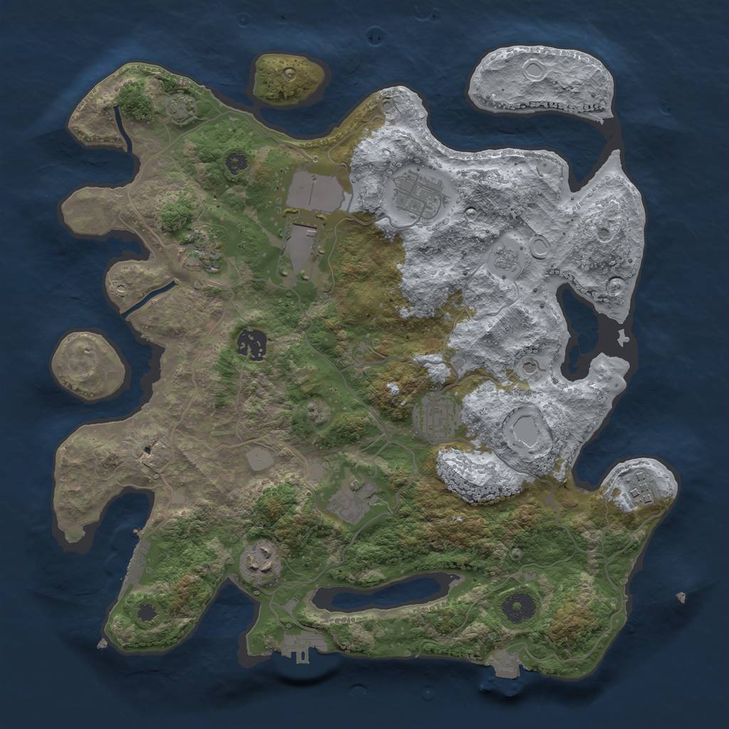 Rust Map: Procedural Map, Size: 3500, Seed: 2033665968, 16 Monuments