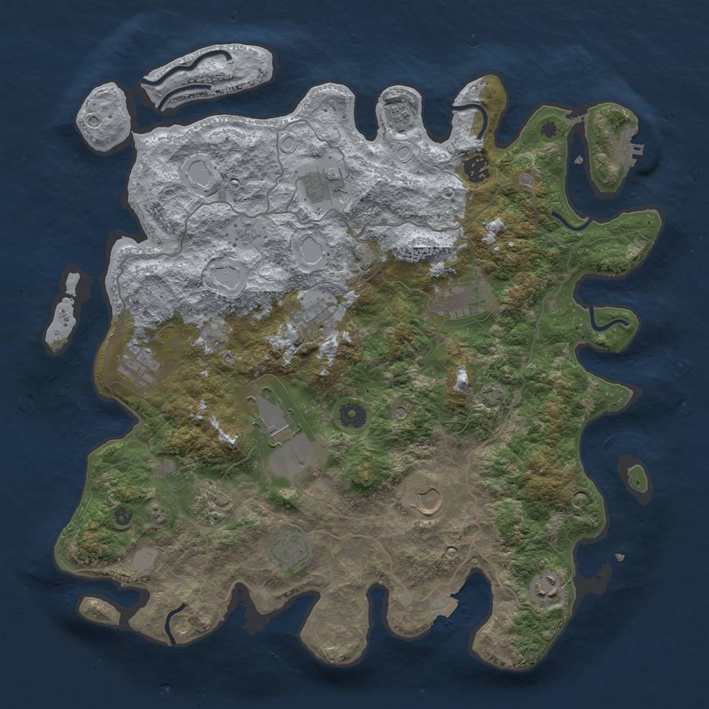 Rust Map: Procedural Map, Size: 4000, Seed: 234227366, 18 Monuments