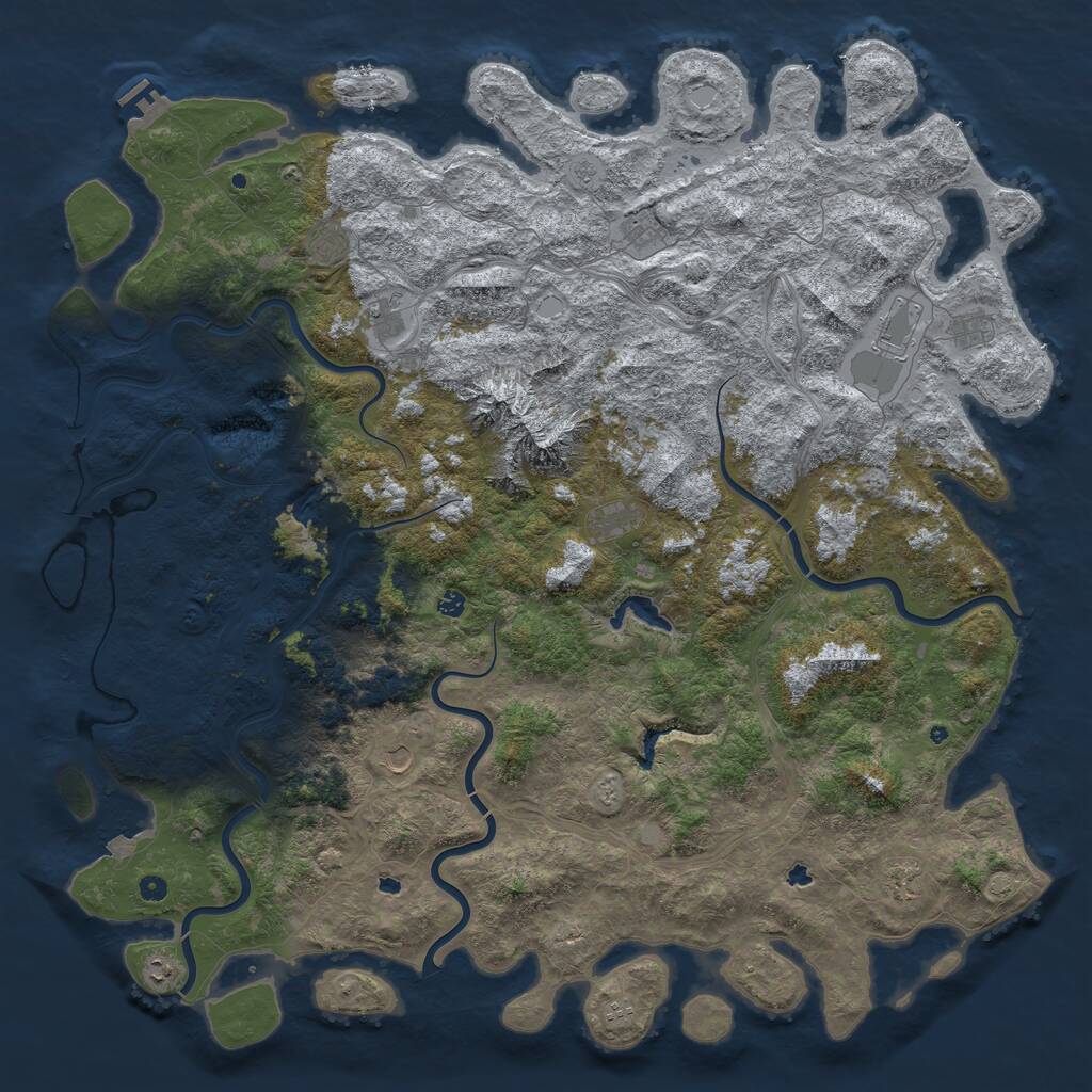 Rust Map: Procedural Map, Size: 6000, Seed: 739652712, 16 Monuments