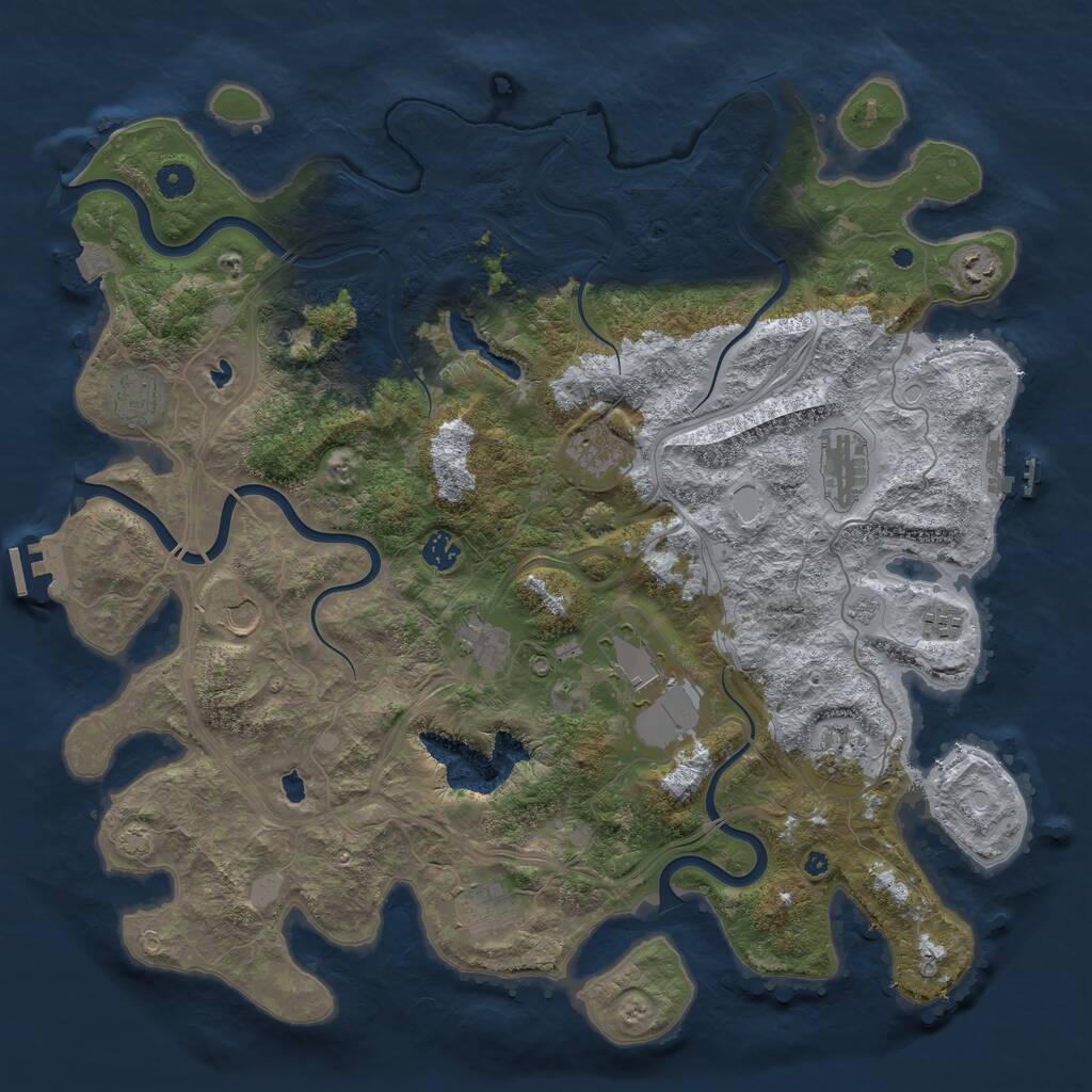 Rust Map: Procedural Map, Size: 4500, Seed: 11424, 17 Monuments