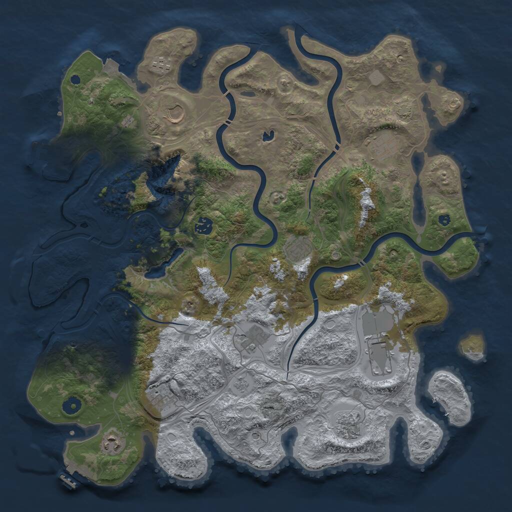 Rust Map: Procedural Map, Size: 4250, Seed: 670758527, 16 Monuments