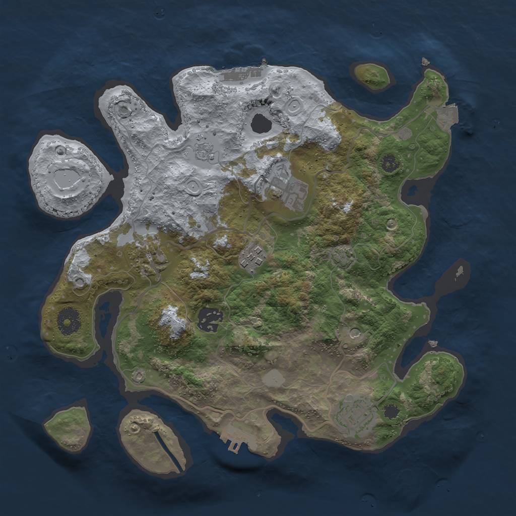 Rust Map: Procedural Map, Size: 3000, Seed: 2072880461, 13 Monuments