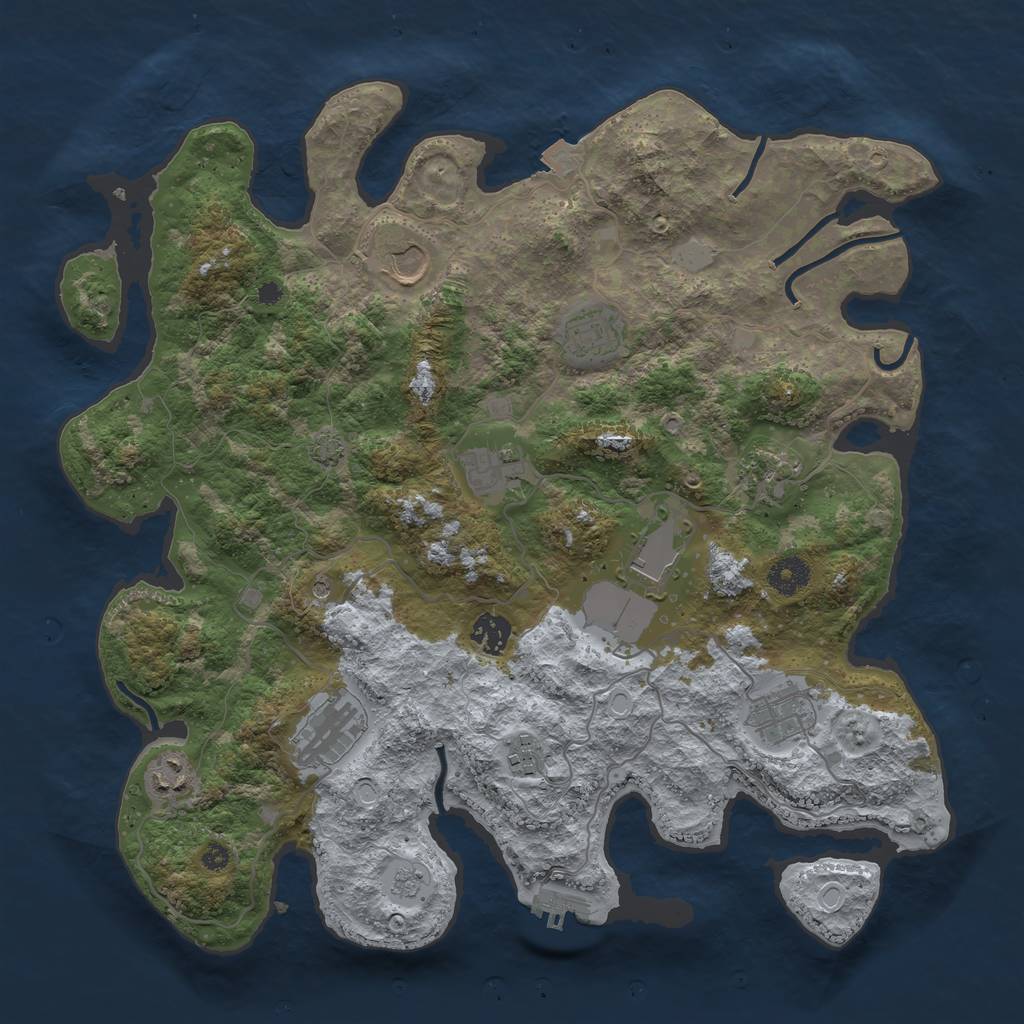 Rust Map: Procedural Map, Size: 3850, Seed: 3496489, 17 Monuments